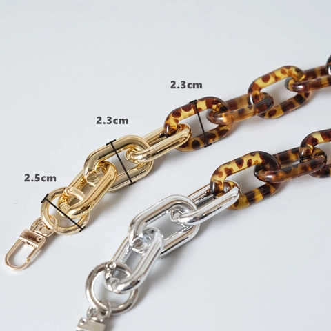 Correa de Bolso de Cadena Gruesa de Resina Acrílica con Estampa de Leopardo Retro Reemplazo Moda Contraste Correa de Hombro para Bolsos de Mujer