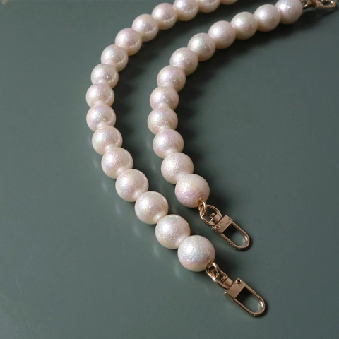 Luxus Irisierende Perle Taschenkette Harzperle Schultergurt Goldene Legierung Schnalle Handtasche Unterarmtasche Zubehör