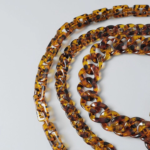Vintage Leopard Print Acrylic Resin Bag Strap Tortoise Shell Thick Chain Replacement For Handbags Shoulder Bag Accessories