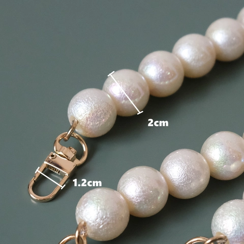 Luxus Irisierende Perle Taschenkette Harzperle Schultergurt Goldene Legierung Schnalle Handtasche Unterarmtasche Zubehör