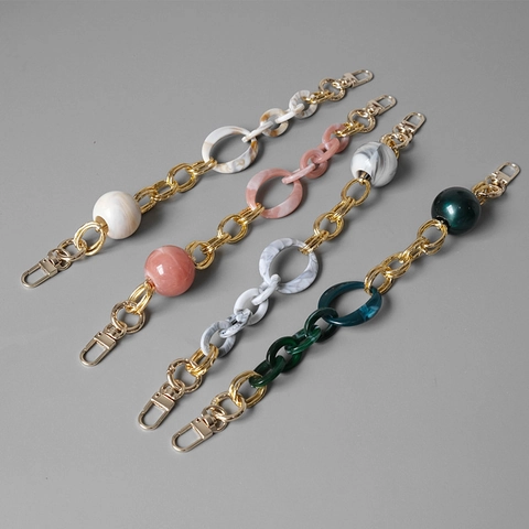 Vintage Resin Acrylic Bag Chain Strap For Women Handbag Handle Replacement Decoration Marble Marble Bead Alloy Chain
