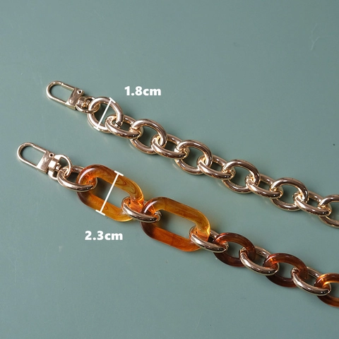 Cadena de Resina Acrílica Ámbar Vintage Desmontable de Aleación de Metal Dorado Correa de Bolso Asa Decorativa de Repuesto para Bolsos de Mujer