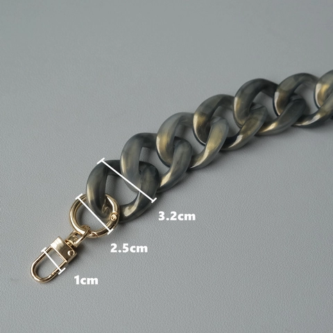 Vintage Marble Texture Acrylic Resin Thick Chain Bag Strap Shoulder Bag Handle Replacement With Gold Metal Buckles For Women