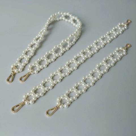 Elegante Correa De Bolso Trenzada De Resina Y Perlas Artificiales Para Mujer Cadena De Repuesto Para Bolso Vintage Con Cierre De Mosquetón