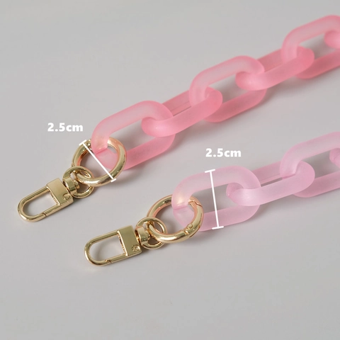 Frosted Acrylic Resin Bag Chain Candy Color Replacement Shoulder Strap With Gold Alloy Buckles For Women DIY Handbag Decor