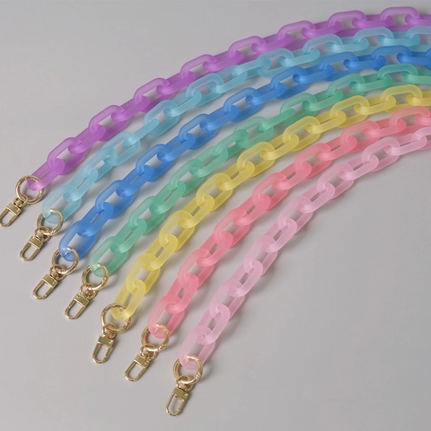 Frosted Acrylic Resin Bag Chain Candy Color Replacement Shoulder Strap With Gold Alloy Buckles For Women DIY Handbag Decor