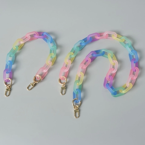 Vintage Mattiert Acryl Taschengurt Farbverlauf Regenbogen Harz Kette Ersatz Schultergurt Für Damen Handtaschen Zubehör