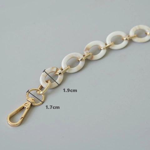 Cadena de Bolso de Resina Acrílica Vintage Patrón de Mármol Correa Desmontable con Cierre de Metal Accesorio para Mujer