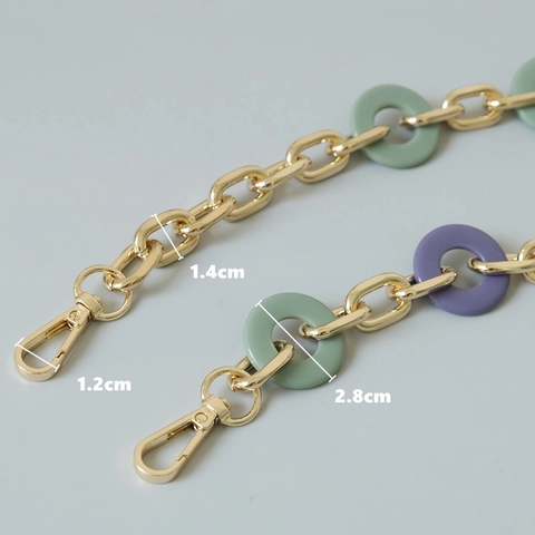 Women's Candy Color Acrylic Resin Bag Chain Gold Metal Splicing Detachable Shoulder Strap Decoration Bag Strap
