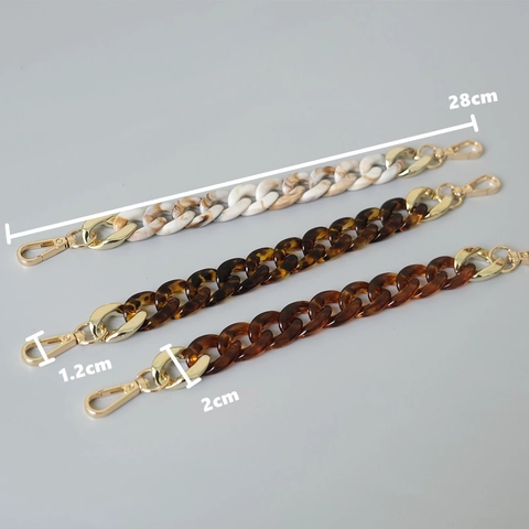Acrylic Resin Colorful Fishbone Chain For Bag Decoration Phone Strap Vintage Detachable Bag Strap With Gold Metal Clasp Chain