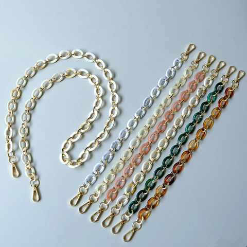 Cadena de Bolso de Resina Acrílica Vintage Patrón de Mármol Correa Desmontable con Cierre de Metal Accesorio para Mujer