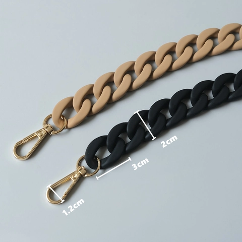 Fashion Acrylic Resin Bag Strap Chunky Fishbone Chain Matte Finish Contrast Color Detachable Gold Buckle Retro Accessories