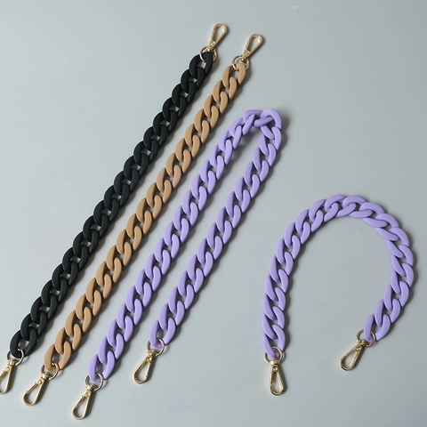 Fashion Acrylic Resin Bag Strap Chunky Fishbone Chain Matte Finish Contrast Color Detachable Gold Buckle Retro Accessories