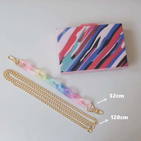 Acryl Abstrakt Bedruckte Abendtasche Clutch Für Damen Bunte Streifen Handtasche Mit Abnehmbarer Kette Party Hochzeit Box Tasche