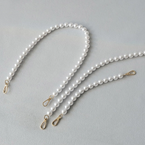 Elegant Artificial Pearl Handbag Strap Replacement With Metal Lobster Clasp Fashion DIY Handle Chain For Women Shoulder Bag