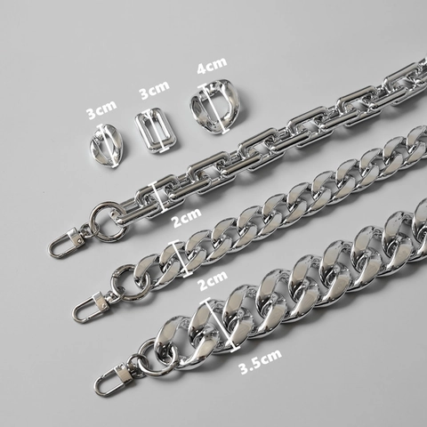 Silver Electroplated Acrylic Alloy Chunky Bag Chain Strap Replacement Shoulder Strap For Handbags Crossbody Bags Fashion