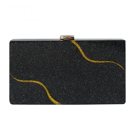 Damen PVC Glitzer Abendtasche Marmor Wellenmuster Hartschalen Handtasche Mit Metall Kettenriemen Für Hochzeit Bankett