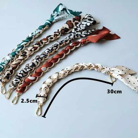 Eleganter Harz Legierung Kette Seidentuch Taschengurt Ersatzgriff Leopard Punktmuster Blumen Dekor Handtasche Zubehör
