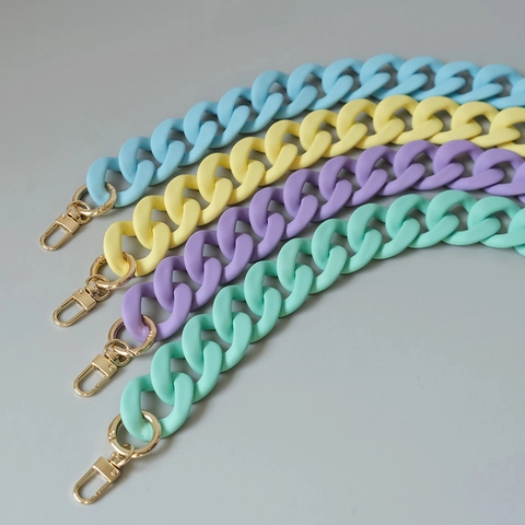Macaron Candy Color Acrylic Resin Chunky Bag Strap Frosted Decorative Chain With Gold Metal Clasp For Women Handbags Shoulder Bags Accessory
