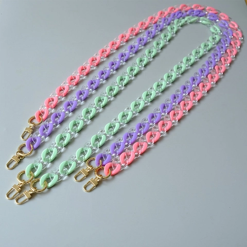 Acrylic Resin Chunky Chain Bag Strap Fashion Colorful Fishbone Shoulder Strap For Handbags Mobile Phone Decoration Accessory