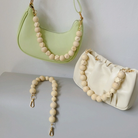 Tracolla per Borsa in Perline di Resina Fatta a Mano Vintage Manico di Ricambio Con Chiusura in Metallo Oro per Borse Donna