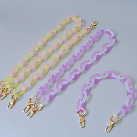 Tracolla per Borsa in Resina Acrilica Smerigliata Colore Caramella Catena Grossa per Decorazione Borsa da Donna Fibbia in Metallo Oro