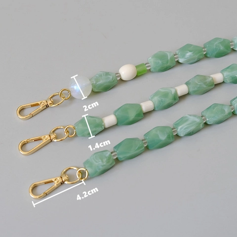 Handgemaakte Kleurrijke Hars Kralen Tassenketting Groene Marmertextuur Telefoonkoord Accessoire Met Gouden Metalen Sluiting