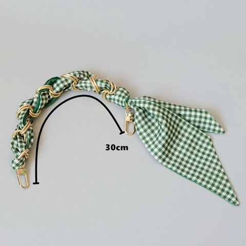 Tracolla alla Moda con Sciarpa in Raso e Catena in Metallo Manico di Ricambio per Borse Donna Elegante Floreale Gingham Catena per Borse