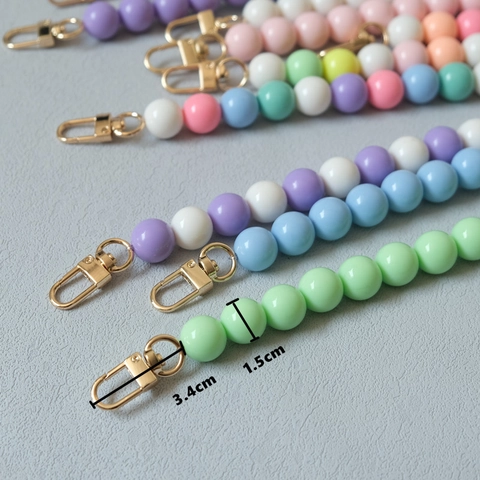 Macaron Beaded Bag Strap Retro Resin Bead Handle Replacement For Handbags Phone Chain Lanyard Accessory Women Fashion Jewelry