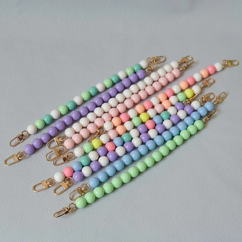 Macaron Beaded Bag Strap Retro Resin Bead Handle Replacement For Handbags Phone Chain Lanyard Accessory Women Fashion Jewelry