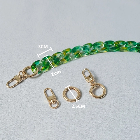 Detachable Acrylic Resin Bag Strap Chain Gradient Color Retro Chunky Link Chain Replacement For Shoulder Bags Handbags Phone Decoration