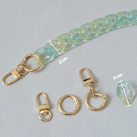 Gradient Acrylic Resin Bag Chain For Women Retro Detachable Shoulder Strap Handbag Decorative Handle Mobile Phone Chain