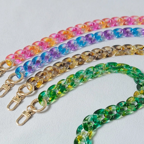 Detachable Acrylic Resin Bag Strap Chain Gradient Color Retro Chunky Link Chain Replacement For Shoulder Bags Handbags Phone Decoration