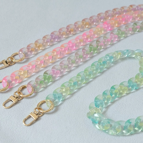 Gradient Acrylic Resin Bag Chain For Women Retro Detachable Shoulder Strap Handbag Decorative Handle Mobile Phone Chain