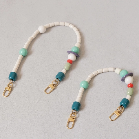 Handmade Beaded Bag Strap Colorful Resin Bead Chain For Handbag Phone Charm Accessory Women Fashion Vintage Style