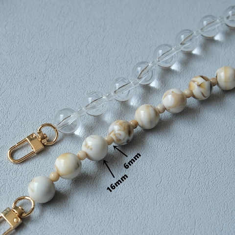 Correa de Bolso de Cuentas de Acrílico de Moda Cinturón de Hombro de Repuesto para Bolsos Ámbar Beige Transparente Cadena de Mármol con Cierre de Metal