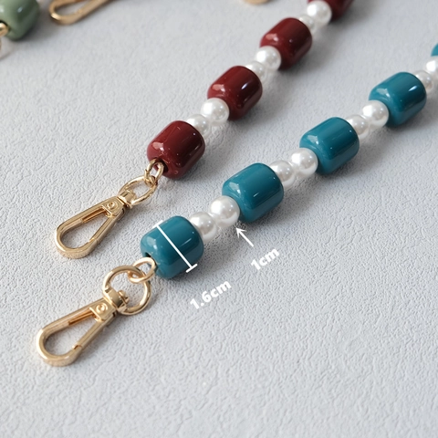 Acrylic Bead Artificial Pearl Phone Chain Strap Fashion Candy Color Beaded Crossbody Lanyard Shoulder Bag Strap For Women Accessory