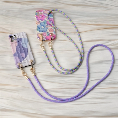 Lanière de Téléphone Tressée Universelle Réglable Bandoulière Avec Fermoir en Métal Mode Polyester Corde Suspendue