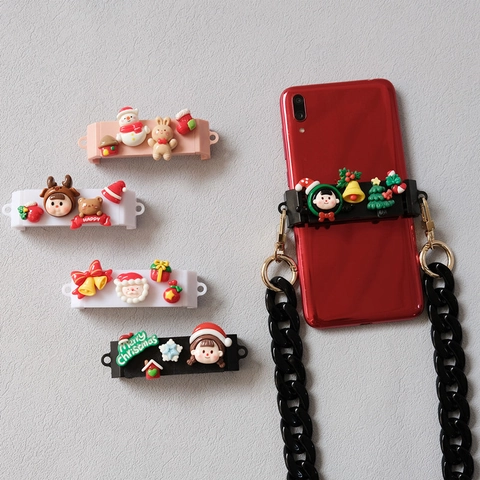 Support de Poignée de Téléphone Rétractable de Noël en Acrylique 3D Motif Père Noël Bonhomme de Neige Renne Clip Arrière pour Téléphone Mobile Cadeau Femme