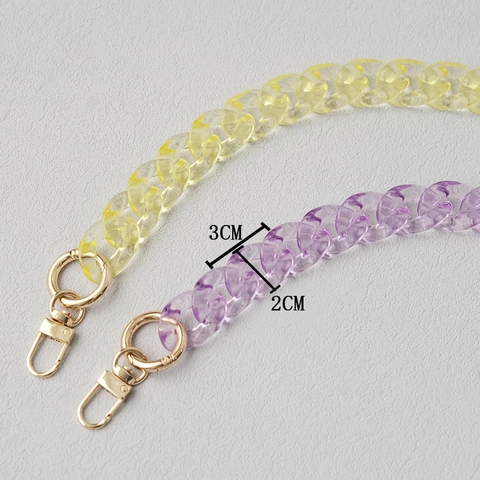 Vintage Transparent Acrylic Fishbone Bag Chain Removable Resin Purse Strap Handle For Handbag Phone Case Accessories