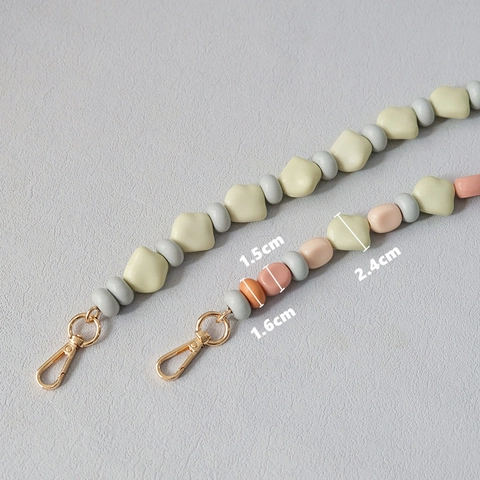 Vintage Handgefertigte Acryl Perlen Taschenkette Gurt Für Damen Mode Farbkontrast Harz Perlen Griff Ersatz Zubehör