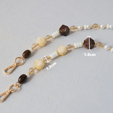 Correa de Bolso con Cuentas de Perlas Vintage Hecha a Mano Resina Acrílica Color de Contraste Cadena de Repuesto para Bolsos Mujer Joyería