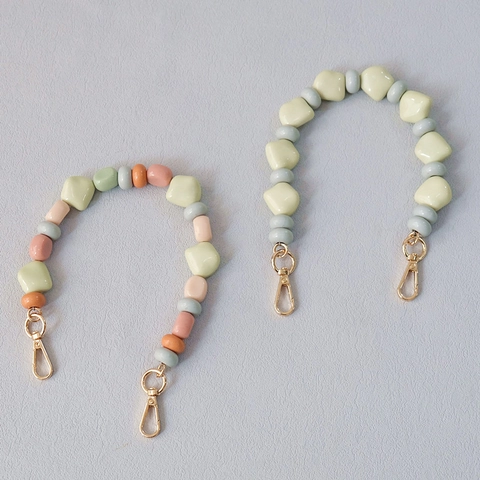 Vintage Handgefertigte Acryl Perlen Taschenkette Gurt Für Damen Mode Farbkontrast Harz Perlen Griff Ersatz Zubehör
