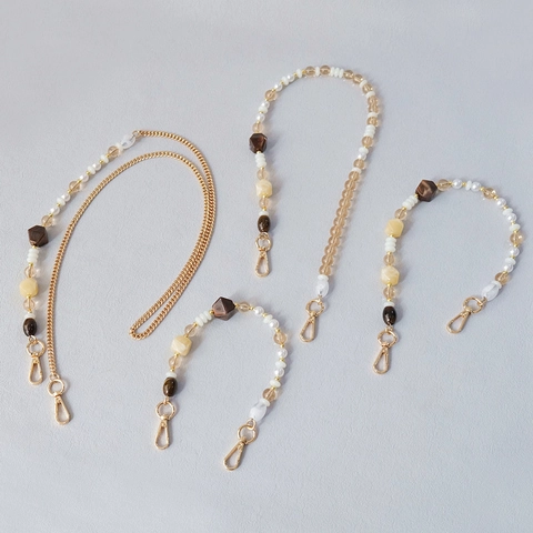 Correa de Bolso con Cuentas de Perlas Vintage Hecha a Mano Resina Acrílica Color de Contraste Cadena de Repuesto para Bolsos Mujer Joyería