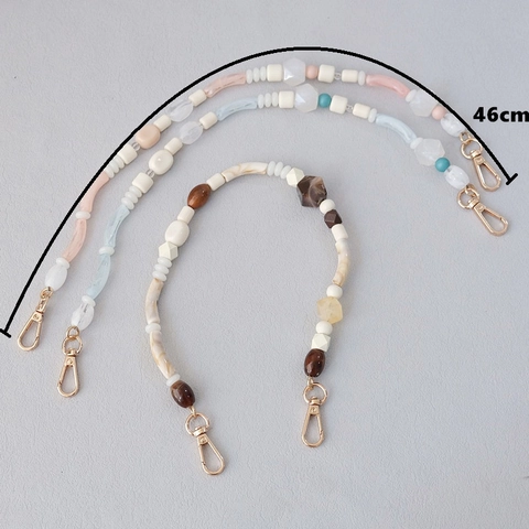 Bandoulière en Perles de Résine Vintage Poignée Courte de Remplacement en Perles Acryliques Colorées pour Sacs à Main Femme