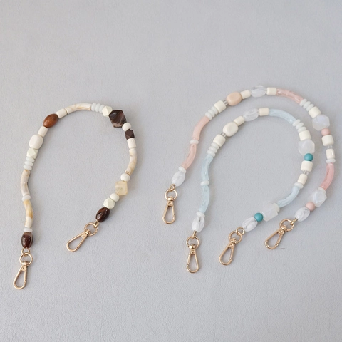 Bandoulière en Perles de Résine Vintage Poignée Courte de Remplacement en Perles Acryliques Colorées pour Sacs à Main Femme