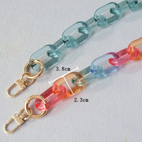 Fashion Vintage Transparent Resin Bag Chain Candy Color Acrylic Thick Chain Shoulder Strap Bag Replacement For Women Bags Accessories