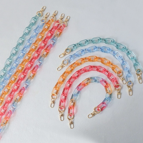 Fashion Vintage Transparent Resin Bag Chain Candy Color Acrylic Thick Chain Shoulder Strap Bag Replacement For Women Bags Accessories