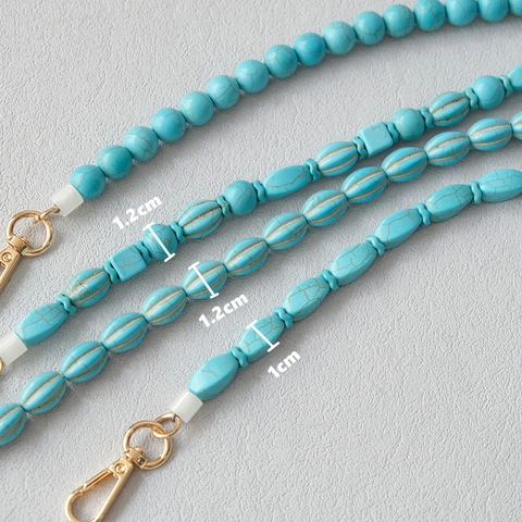 Bandoulière de Sac en Perles de Turquoise Boho Chaîne en Acrylique Rétro Avec Fermoir en Métal Doré Poignée de Rechange pour Sacs à Main Accessoire Décoratif
