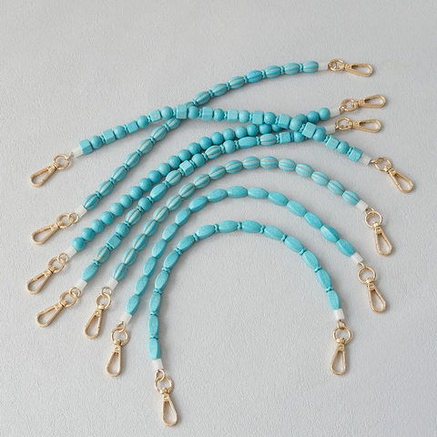 Bandoulière de Sac en Perles de Turquoise Boho Chaîne en Acrylique Rétro Avec Fermoir en Métal Doré Poignée de Rechange pour Sacs à Main Accessoire Décoratif